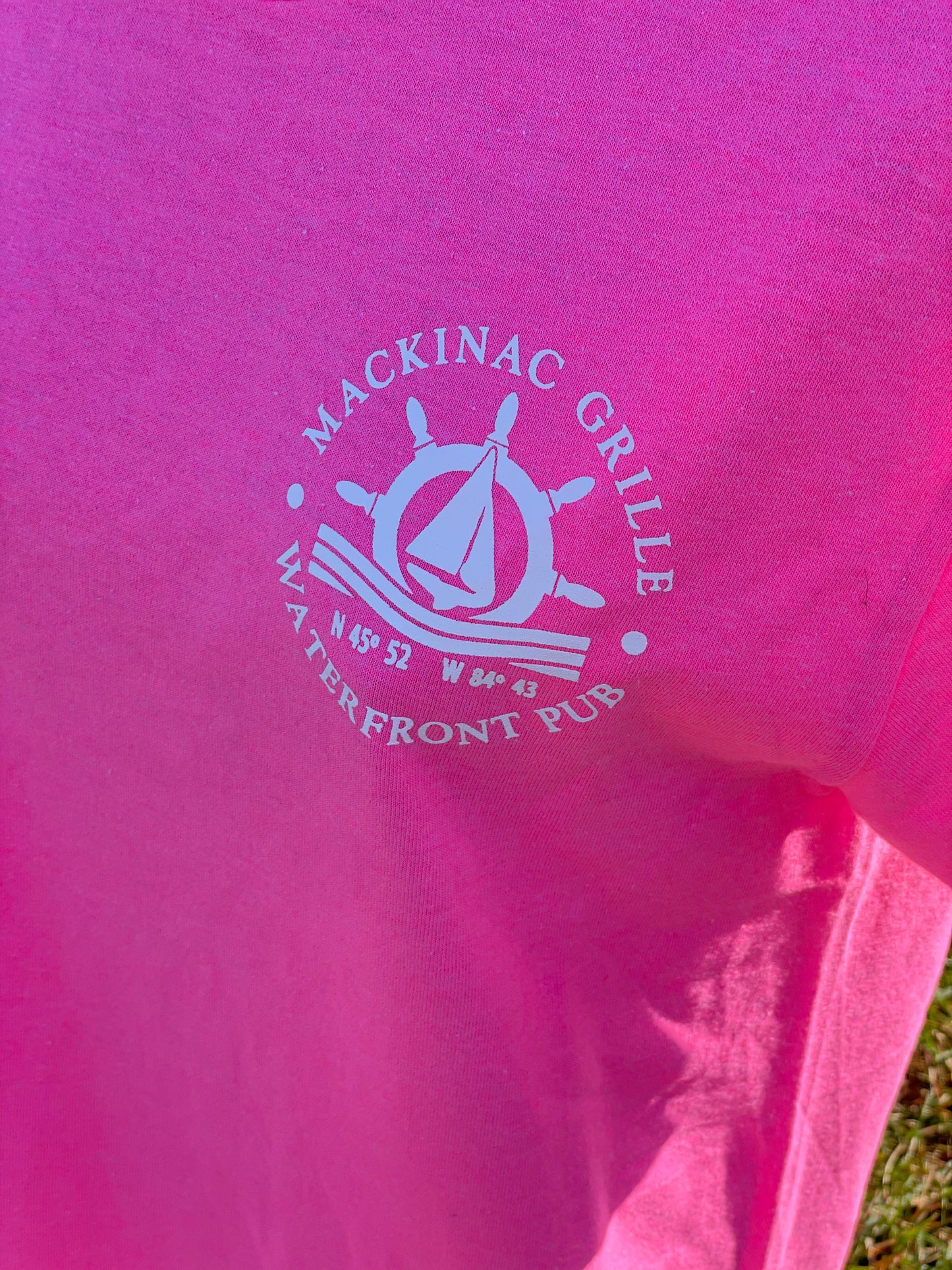 Mackinac Grille Unisex T-Shirt Neon Pink