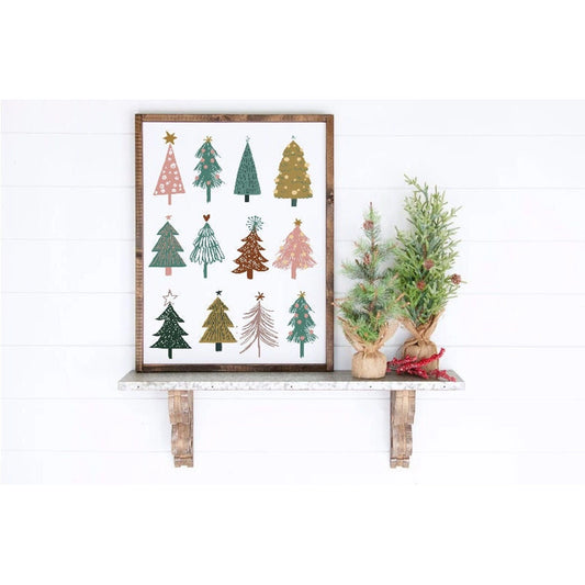 Merry Christmas Colorful Trees