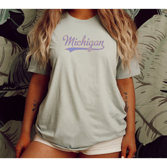 Retro Script Michigan Tee