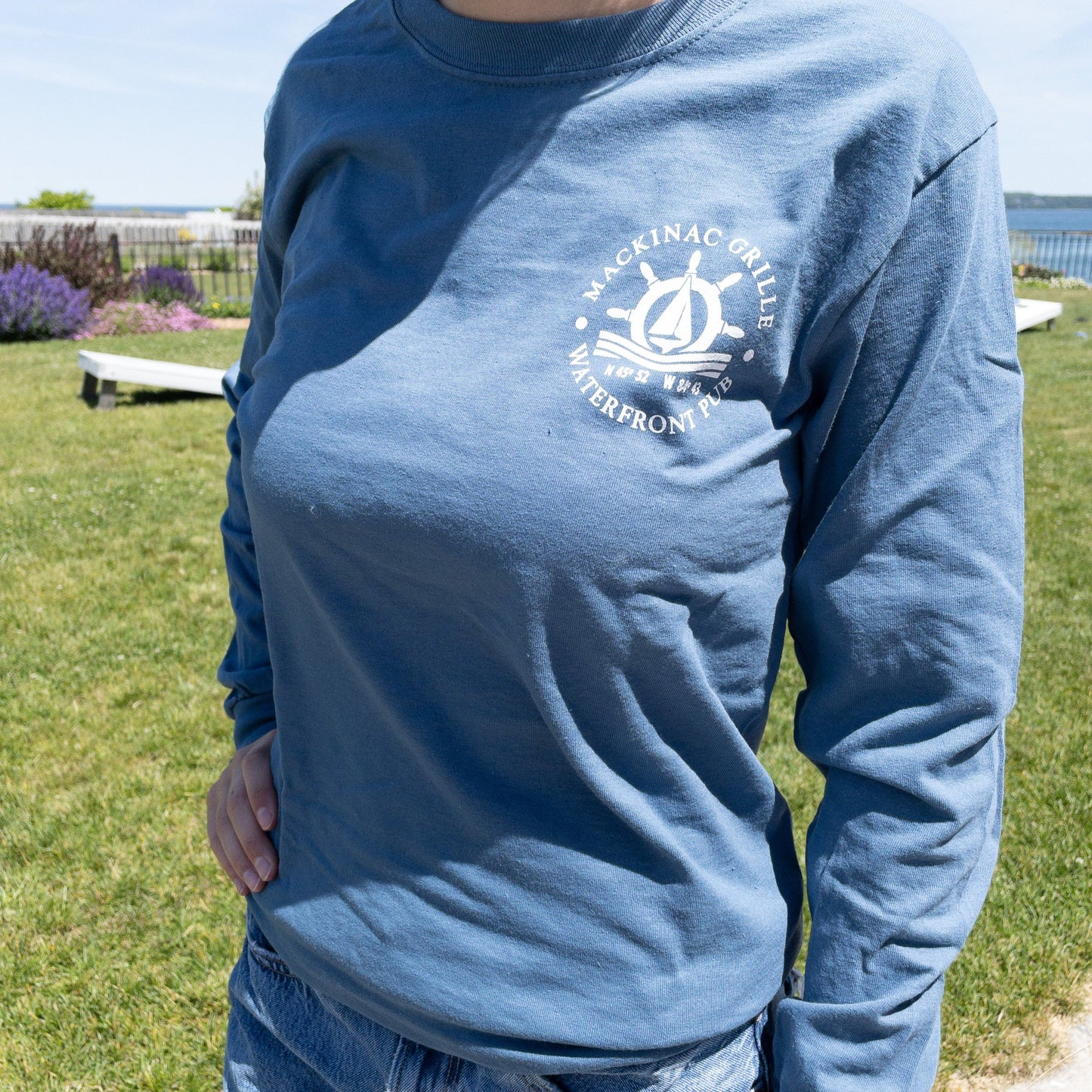 Mackinac Grille Unisex Long Sleeve Shirt I Indigo Blue