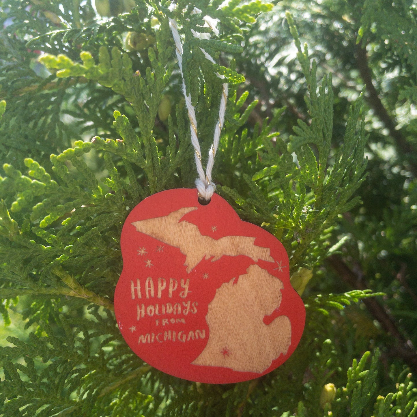 Wooden Michigan Ornament