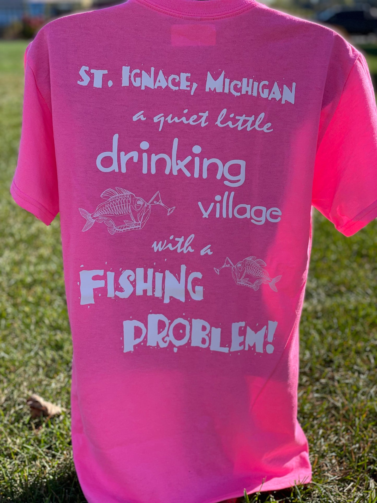 Mackinac Grille Unisex T-Shirt I Safety Pink