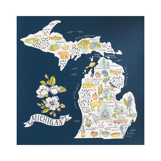 Illustrated Michigan Map Print